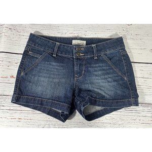 Old Navy Jean Shorts Sz 6 Blue Denim Double Button 3” Inseam Booty Shortie